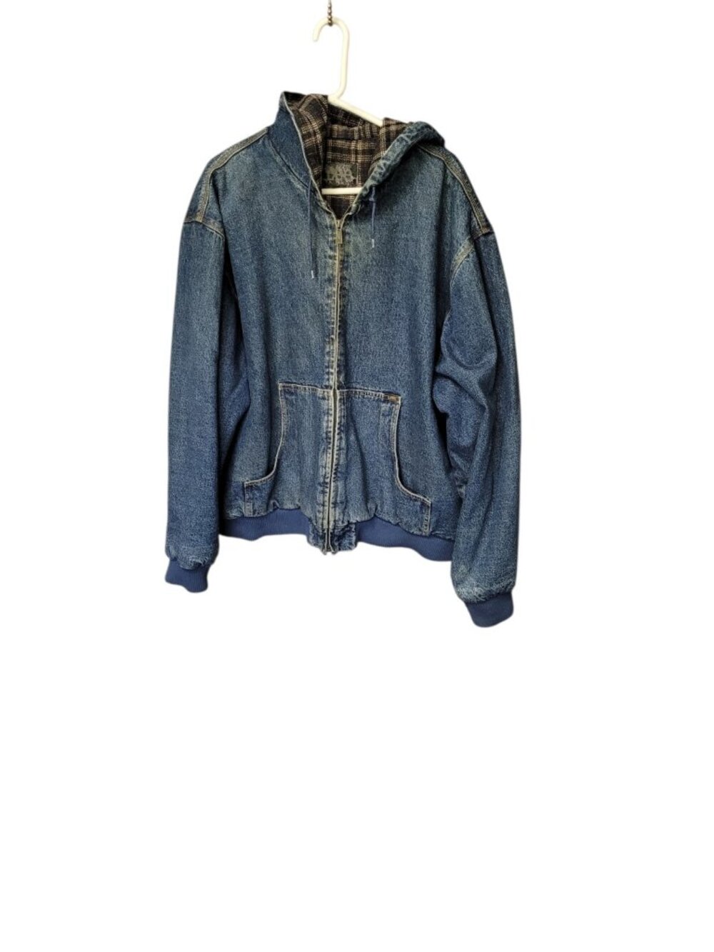 Vintage LEE Denim Workwear Jacket Sz XXL Full Zip Drawstring Hood Flannel Lined - Picture 12 of 16